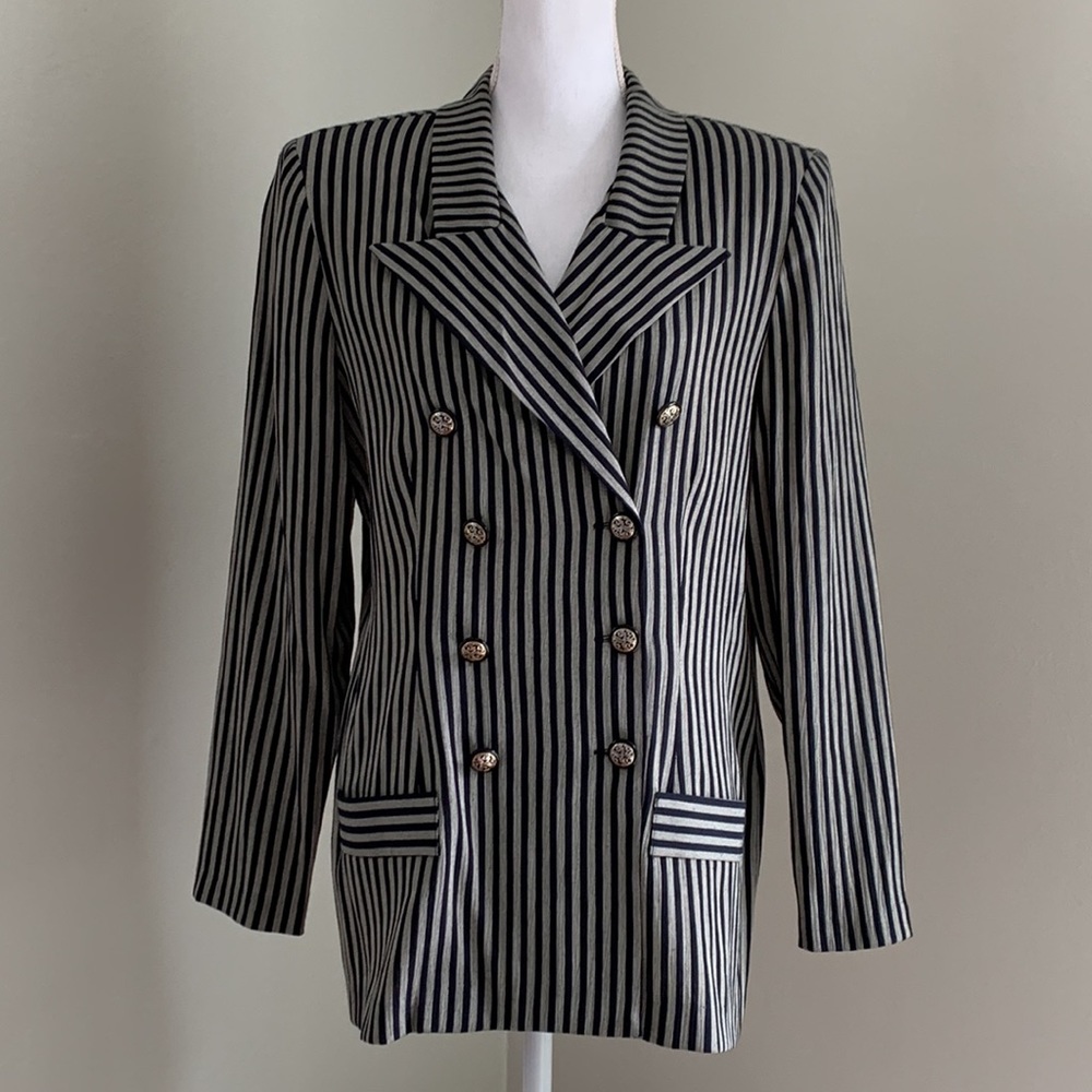 VTG 1980s Oversized Striped Boyfriend Blazer